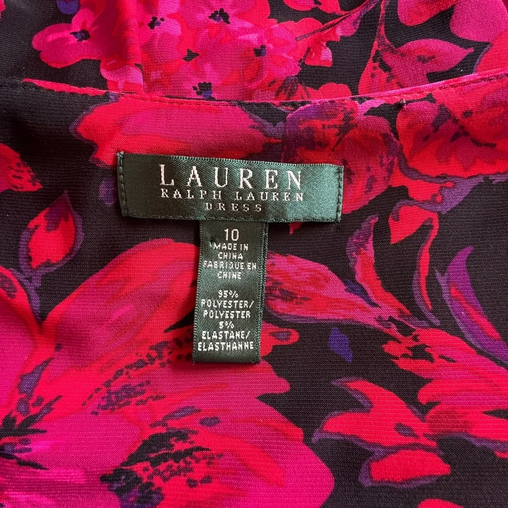 Women’s size 10 Lauren Ralph Lauren capped Sleeveless Floral Dress flowers wrap - Picture 10 of 15